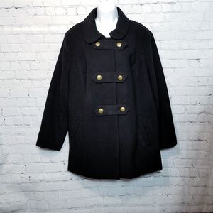 Women's Style&Co Stretch Black Buttoned Peacoat